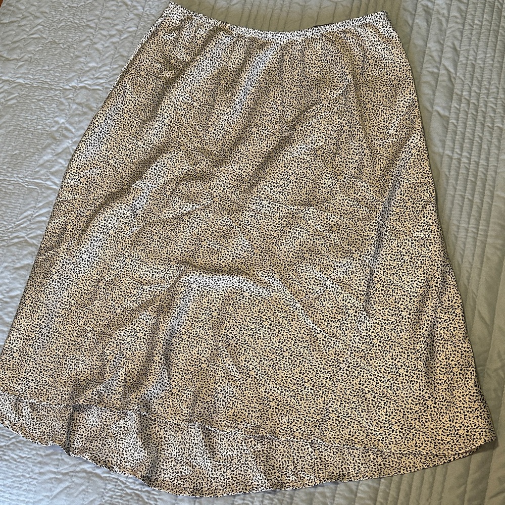 Sienna Sky Beige Midi Skirt with Black Spot Print